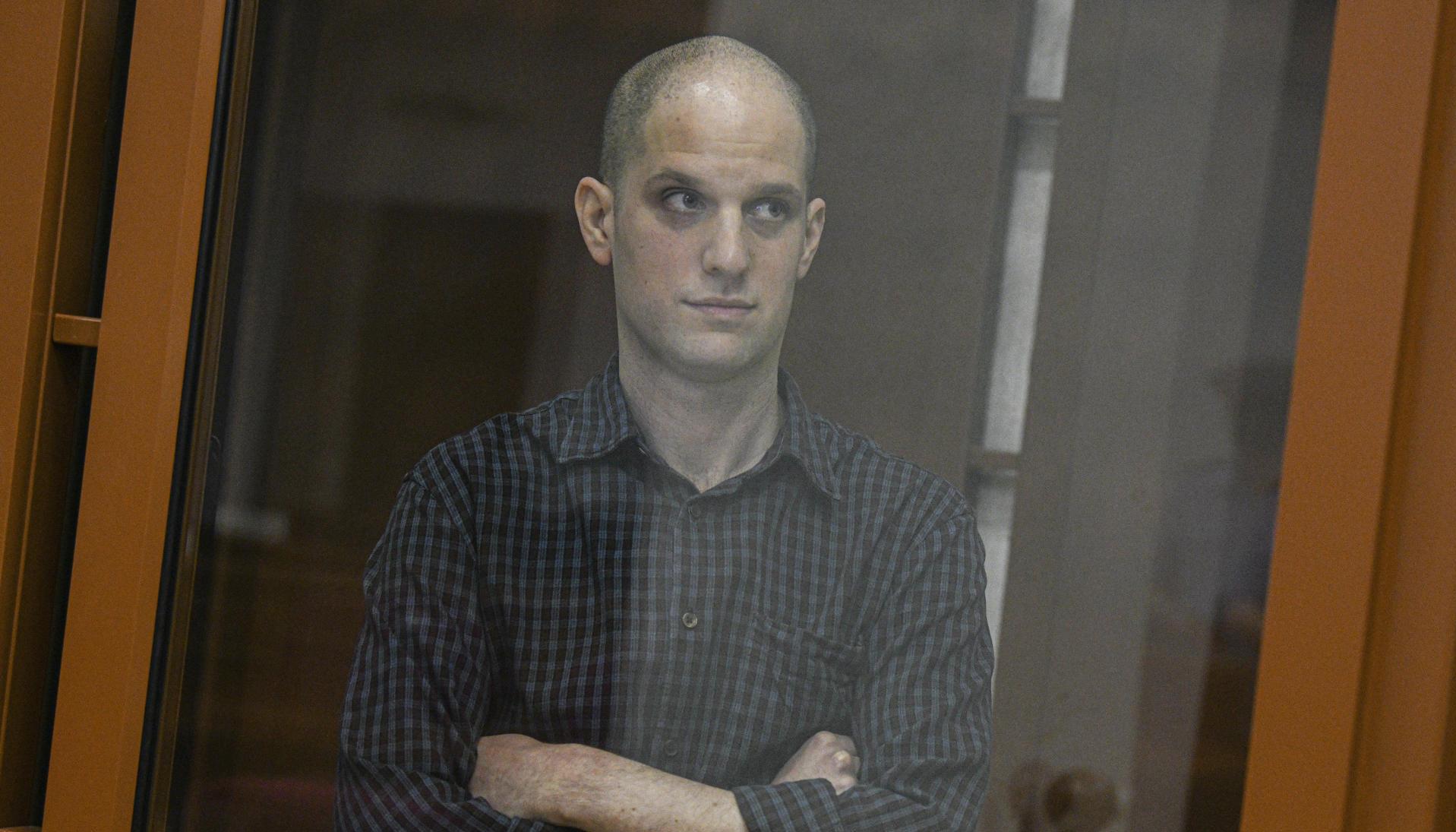 Evan Gershkovich durante audiencia de su juicio el pasado 26 de junio.