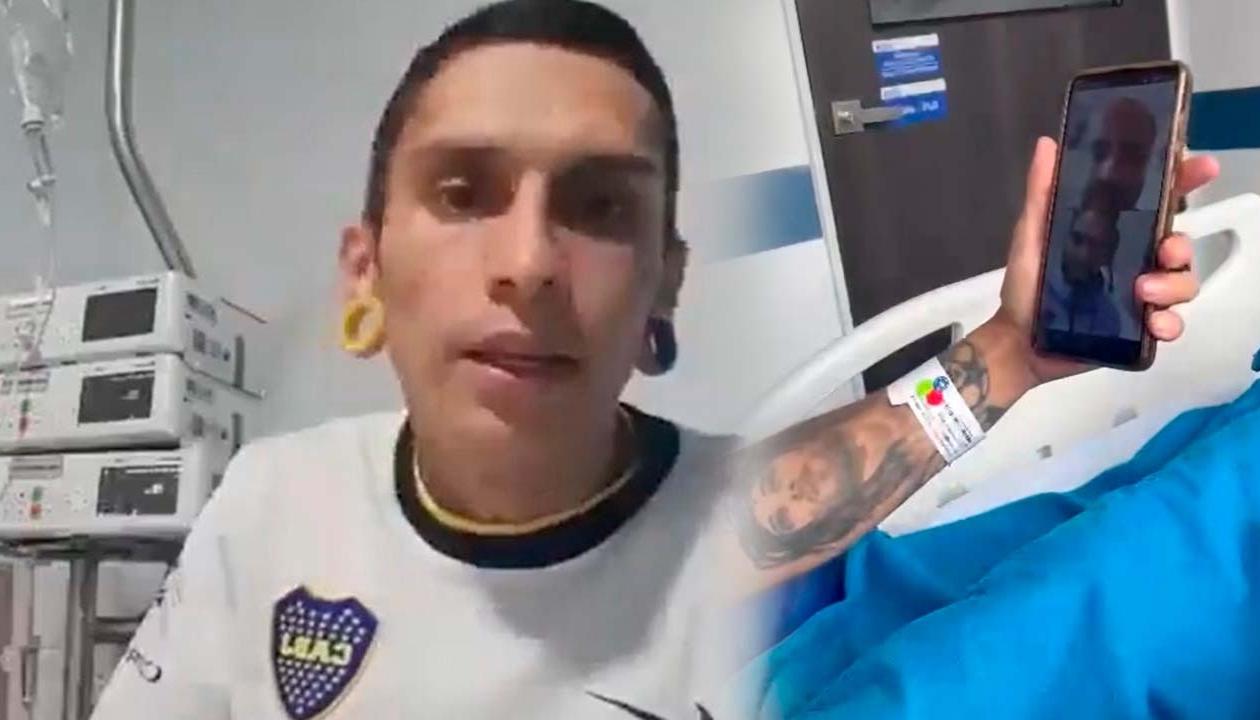 El joven Javier Acosta y la videollamada con Falcao.