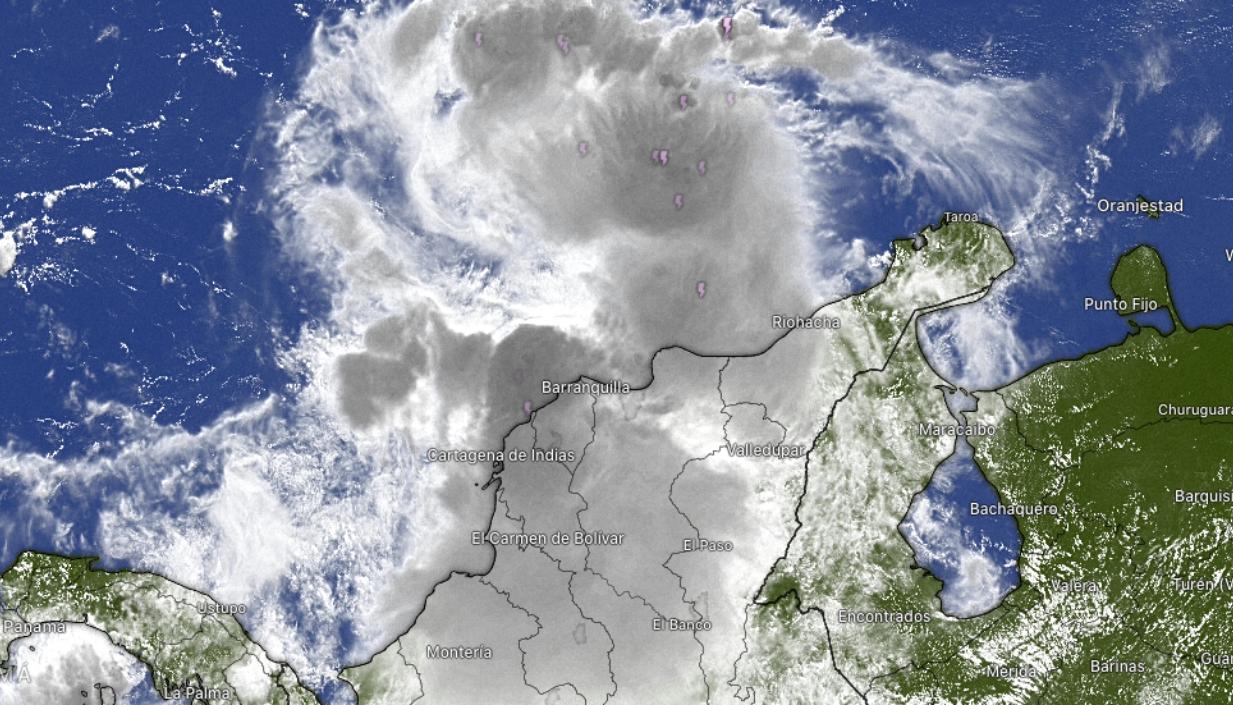 Imagen satelital de cómo se ve la región Caribe en la mañana de este lunes. 