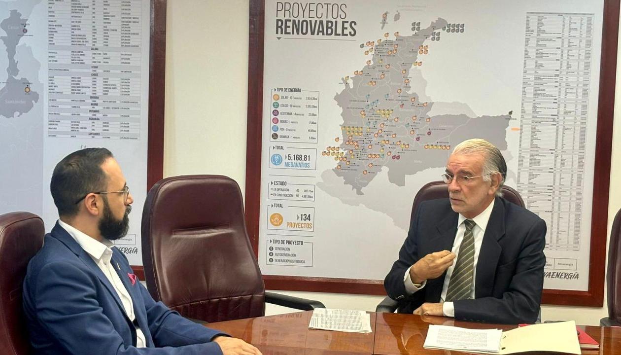 El Ministro de Minas, Andrés Camacho, y el Gobernador Eduardo Verano.