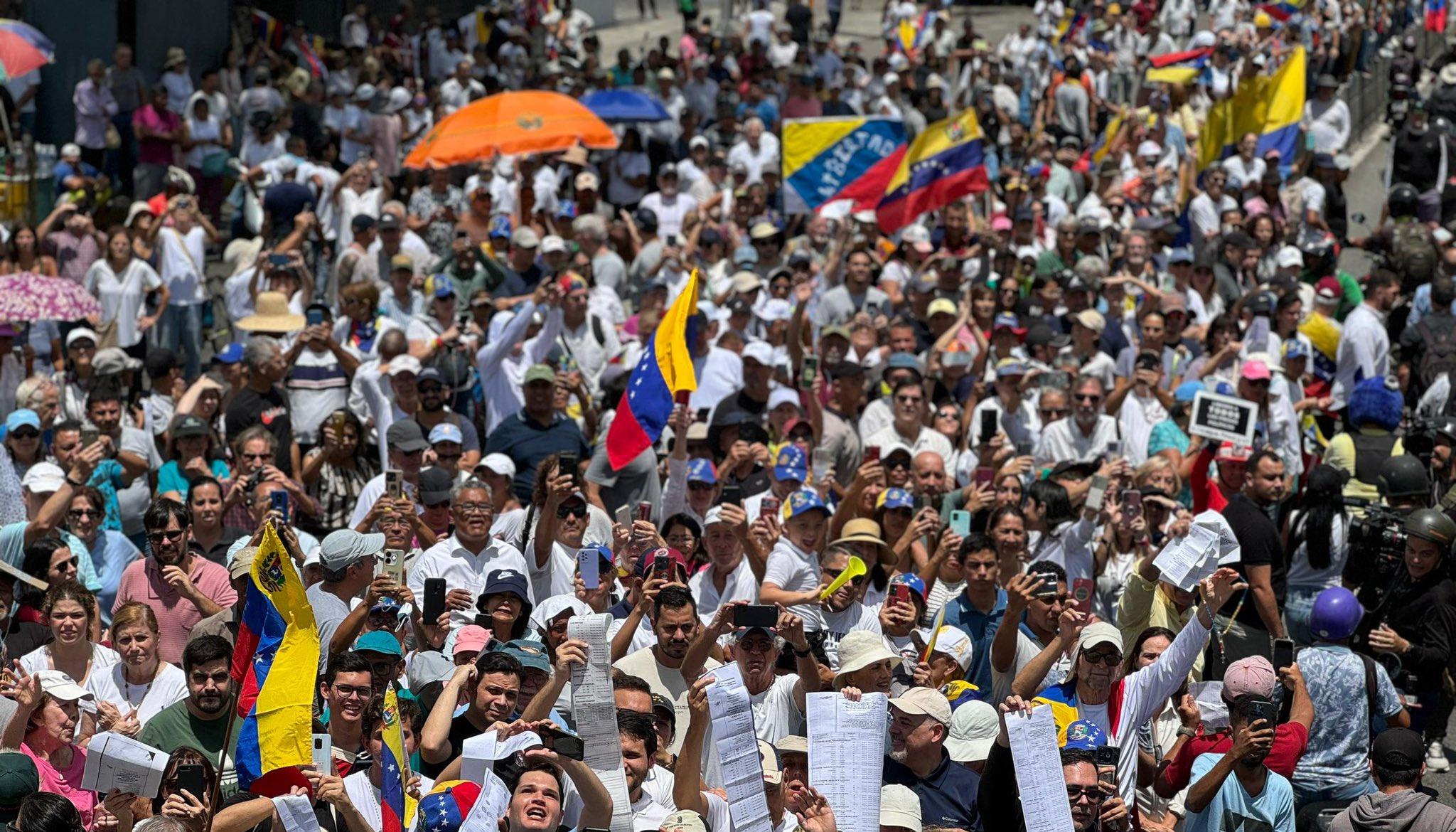 La manifestación venezolana en Caracas.