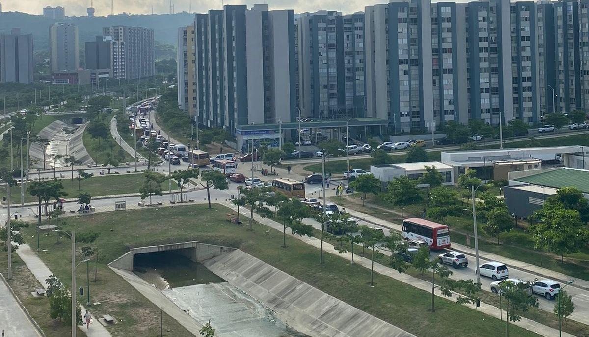 La imagen del trancón desde la calle 117 hasta la Circunvalar.