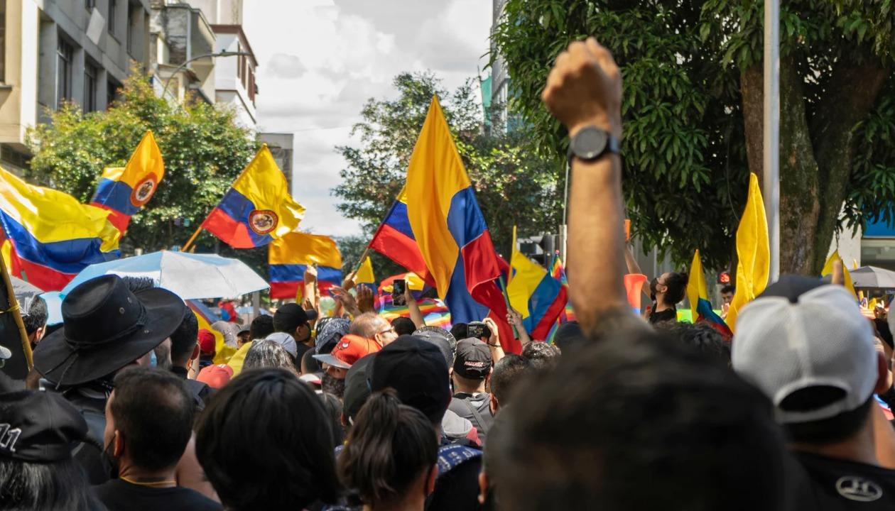 Banderas colombianas en protesta.