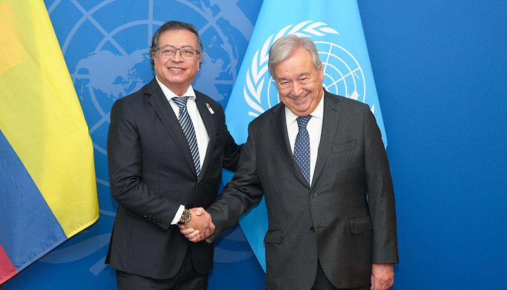 El Presidente Gustavo Petro y el secretario general de la ONU, António Guterres.