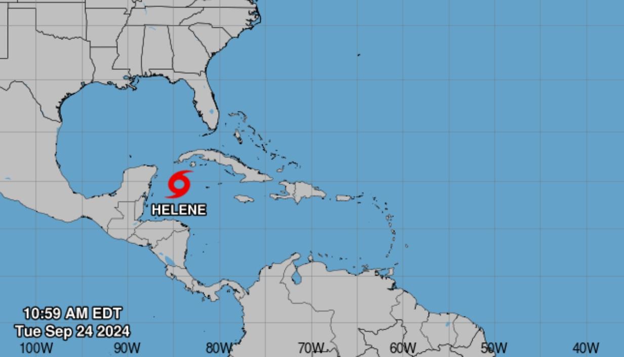 Zona en donde se encuentra actualmente la tormenta tropical Helene. 