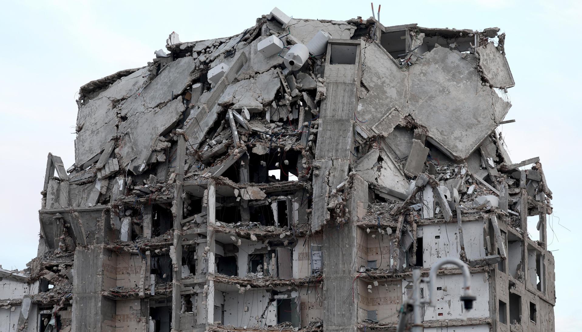 Edificio destruido en Gaza.