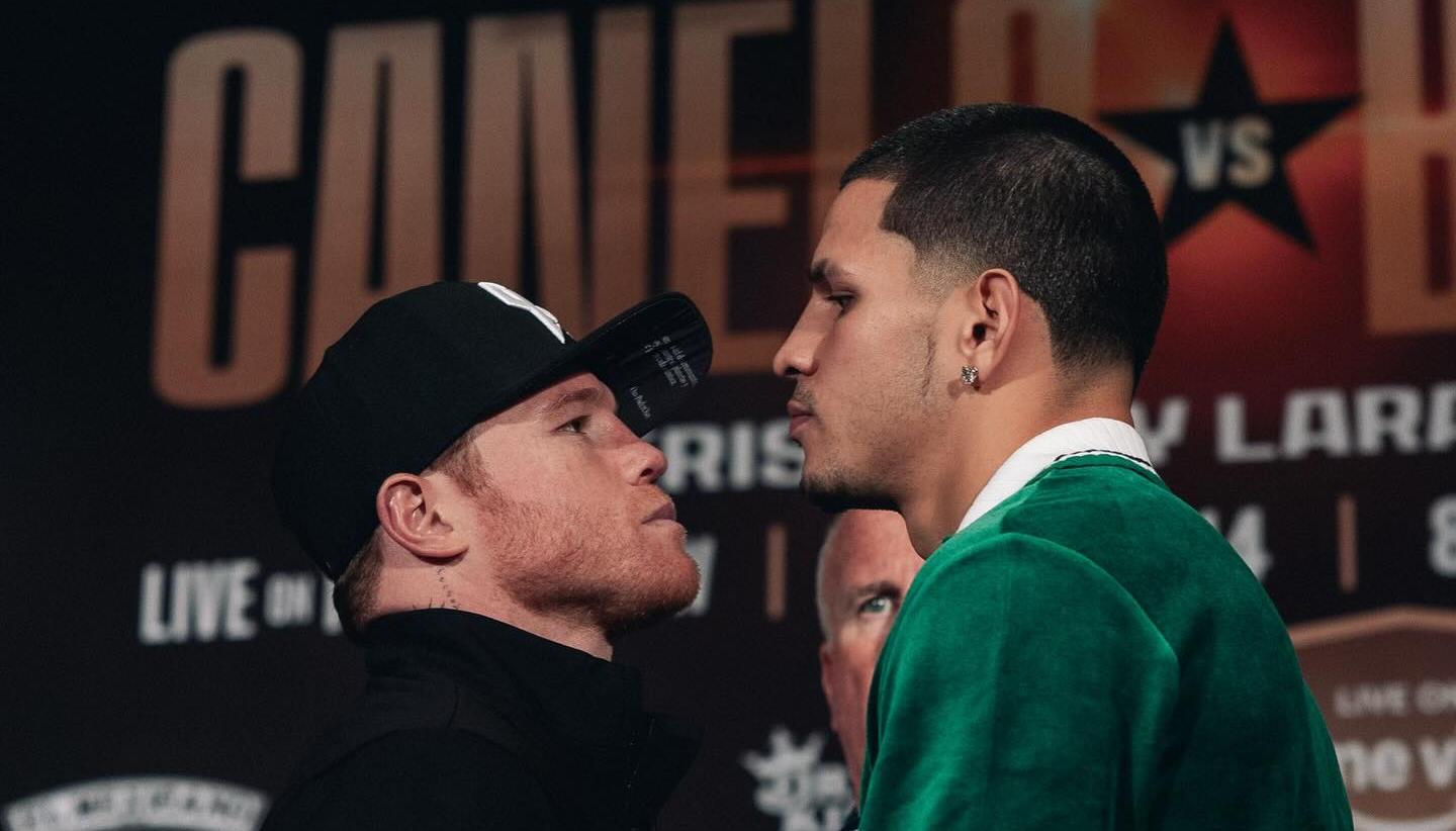 Saúl 'Canelo' Álvarez en el cara a cara con Édgar Berlanga. 