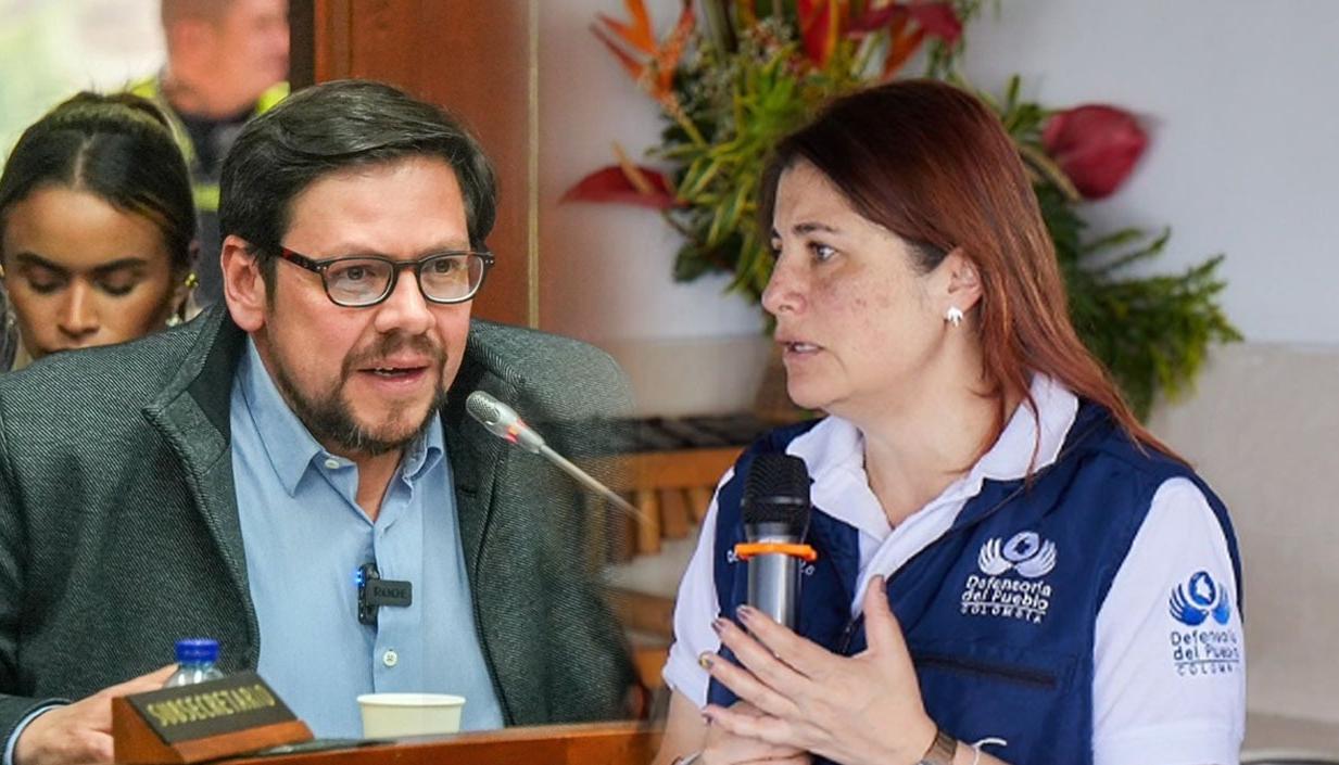 Diego Cancino y la defensora Iris Marín. 