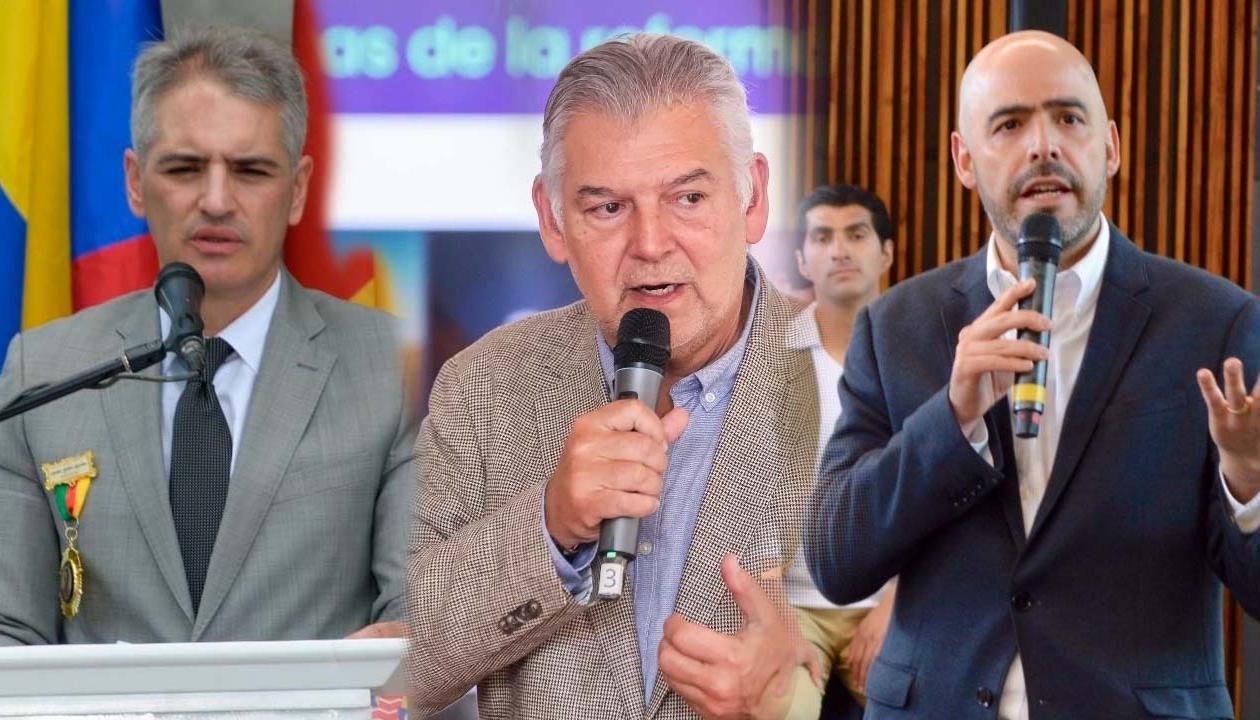 El gobernador de Antioquia, Andrés Julián Rendón; el presidente de Fenalco, Jaime Alberto Cabal, y Jorge Bedoya, presidente de la SAC.