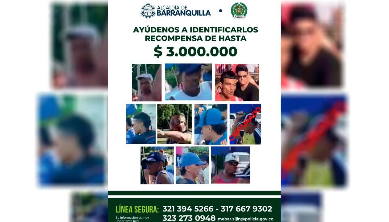 Cartel con quienes presuntamente participaron de la golpiza. 