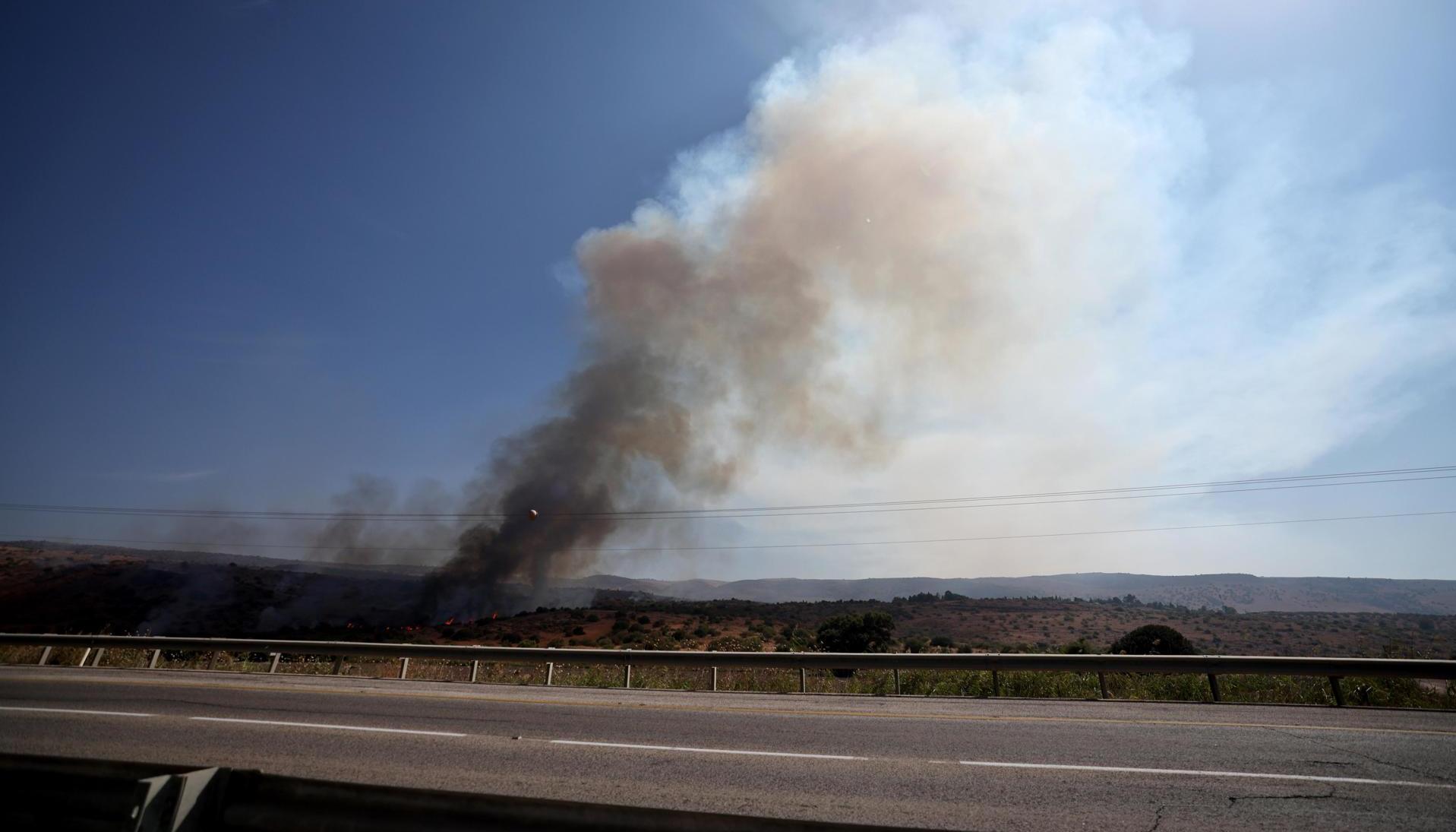 Columnas de humo en el sur del Líbano.