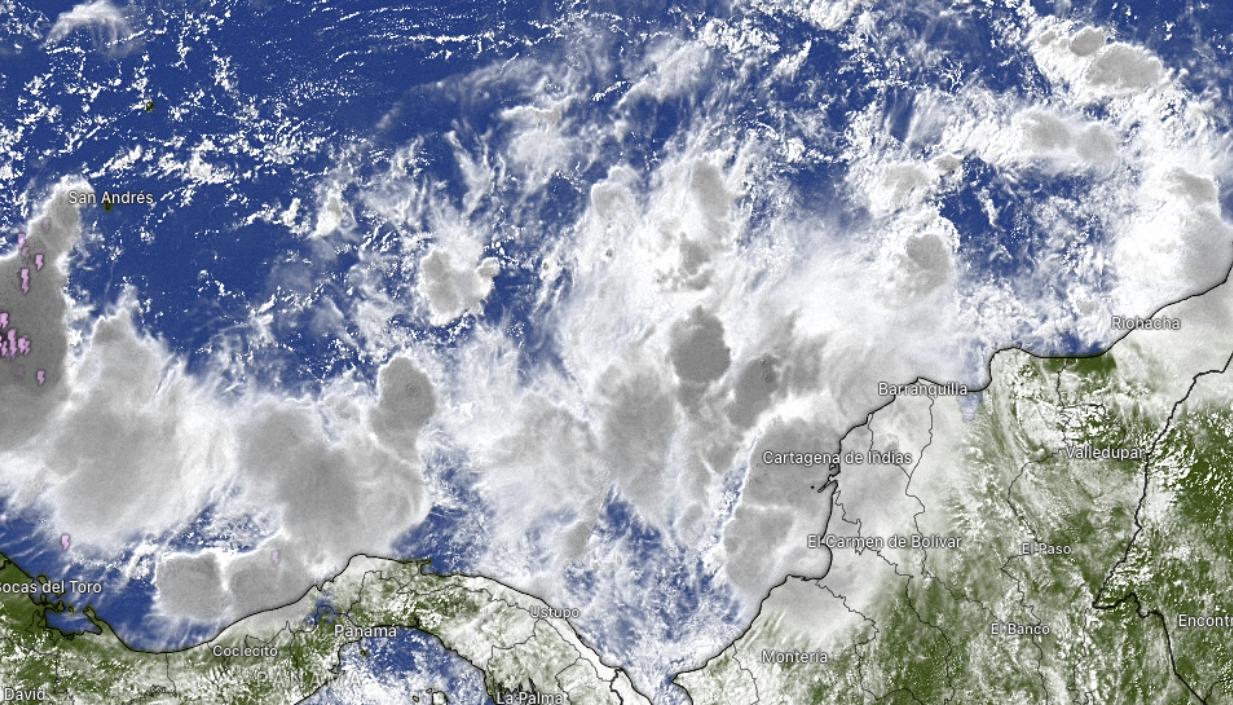 Imagen satelital del Mar Caribe este sábado 2 de noviembre. 