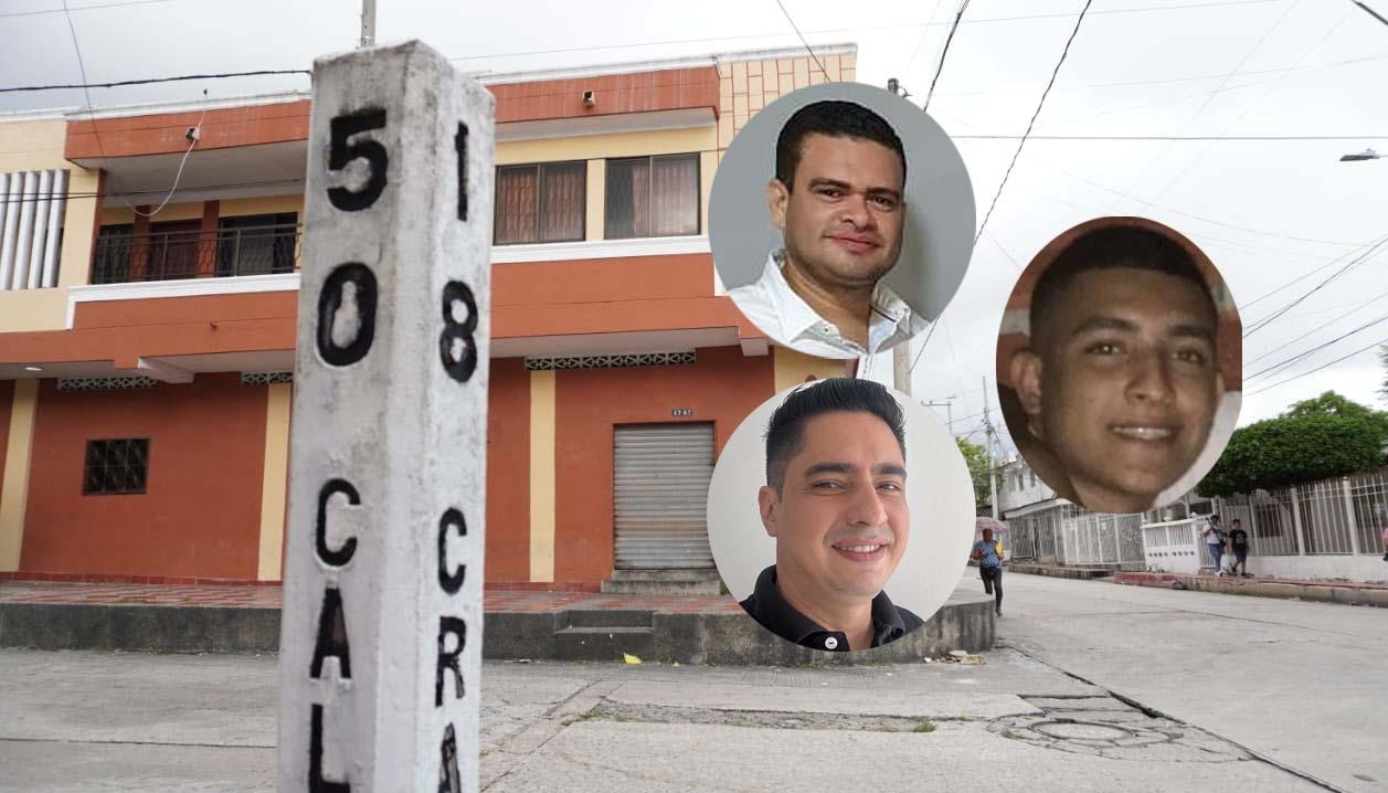 Jean Carlos Phillips Celis, uno los heridos, Edwin Horacio Pérez Plata y Andrés Felipe Berdugo, dos de las víctimas mortales.