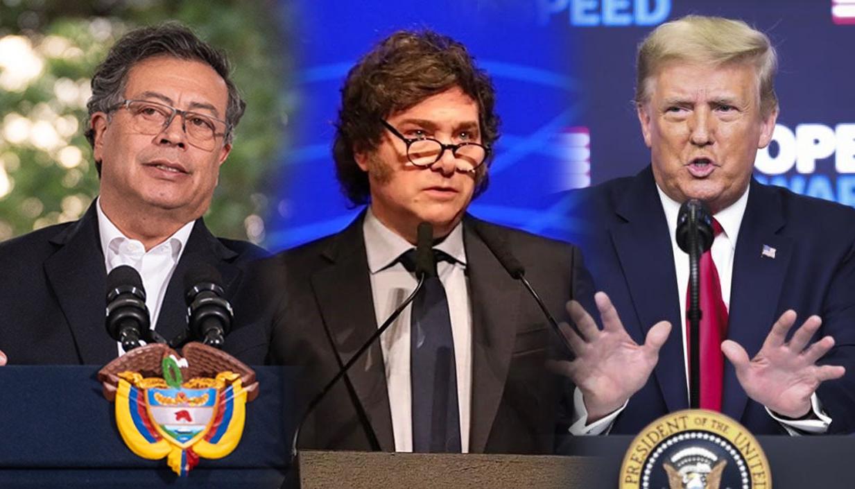 Gustavo Petro, Javier Milei y Donald Trump.