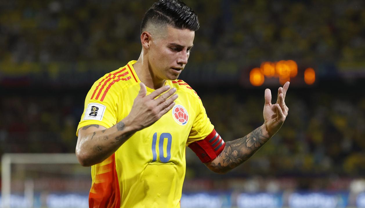 James Rodríguez, capitán de Colombia, no estuvo en su mejor forma física contra Uruguay y Ecuador.