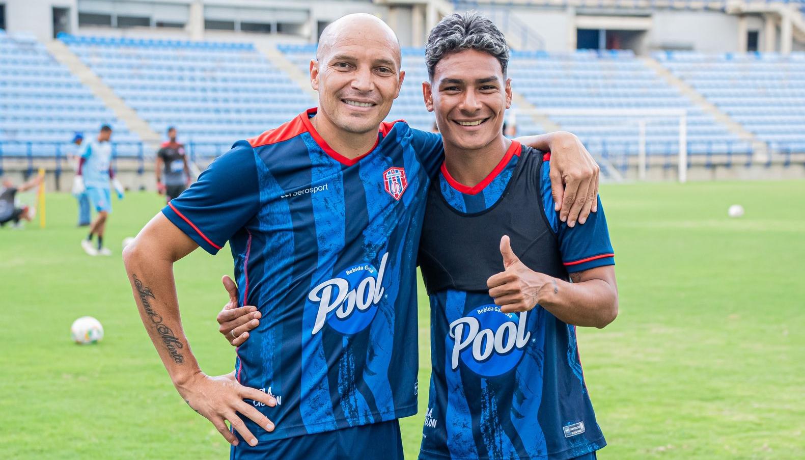 Andrés 'Pecoso' Correa y Jannenson Sarmiento, jugadores del Unión Magdalena.  