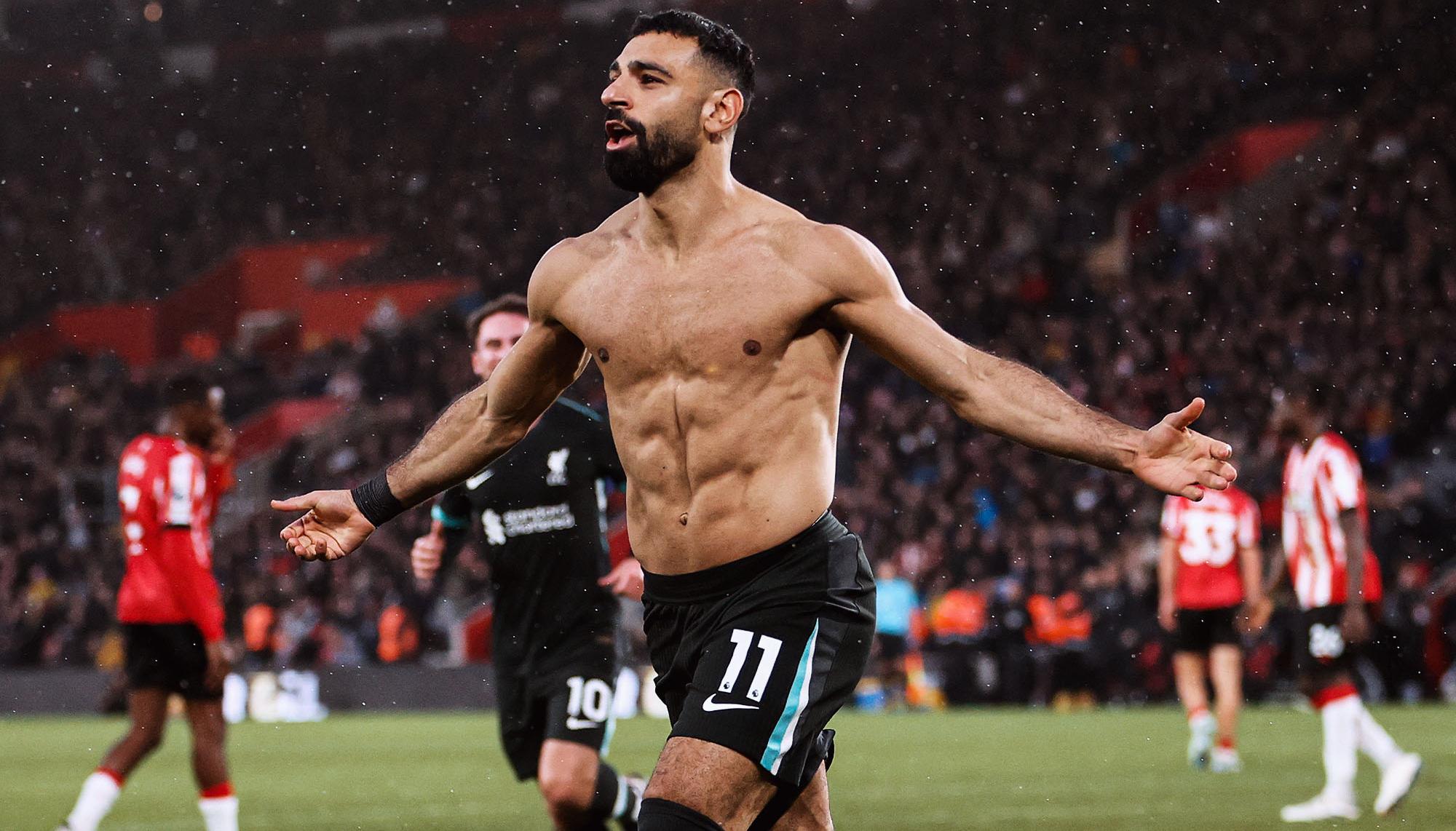 Mohamed Salah celebra el gol del triunfo del Liverpool. 