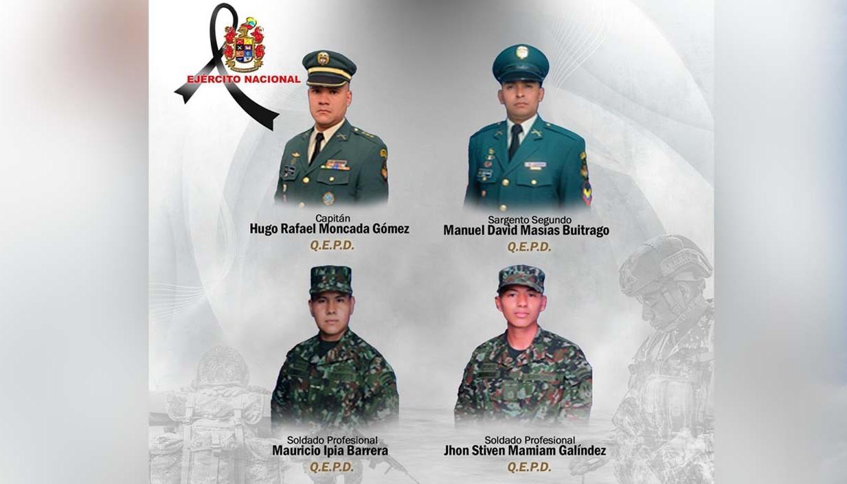 Los cuatros militares muertos. 