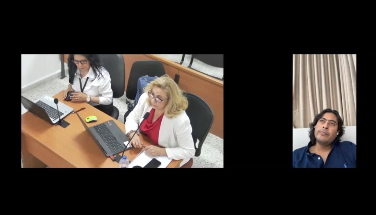 Nicolás Petro en la sesión de la audiencia preparatoria de juicio, este miércoles.
