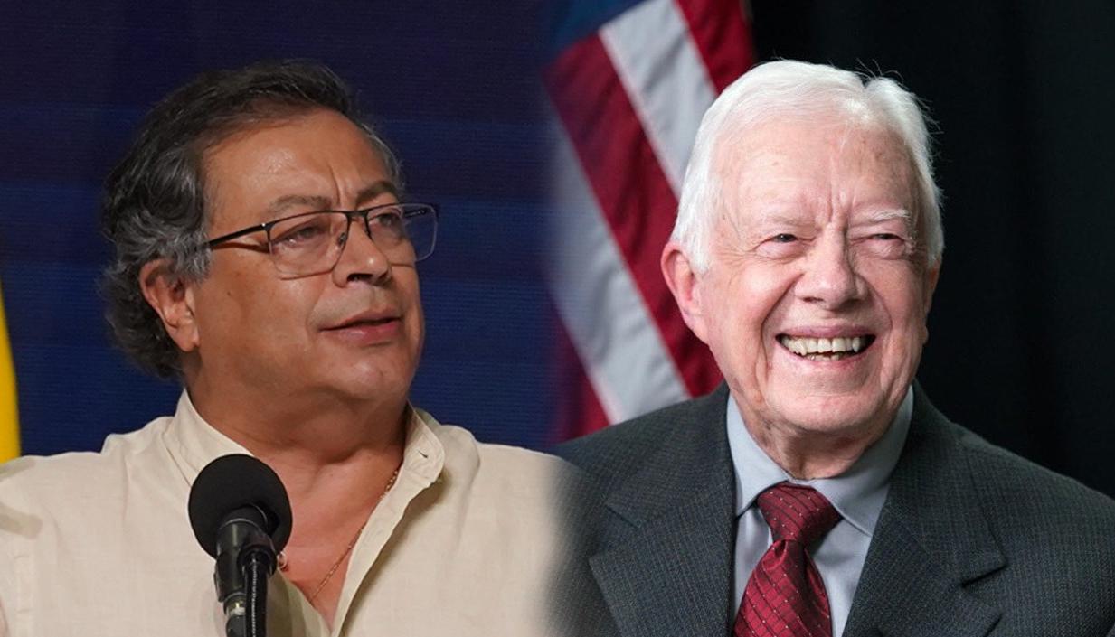 El Presidente de Colombia, Gustavo Petro; y el expresidente de EE.UU., Jimmy Carter.