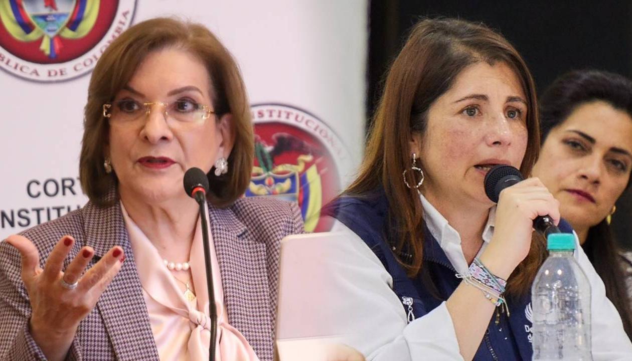 La procuradora Margarita Cabello y la defensora del Pueblo, Iris Marín.