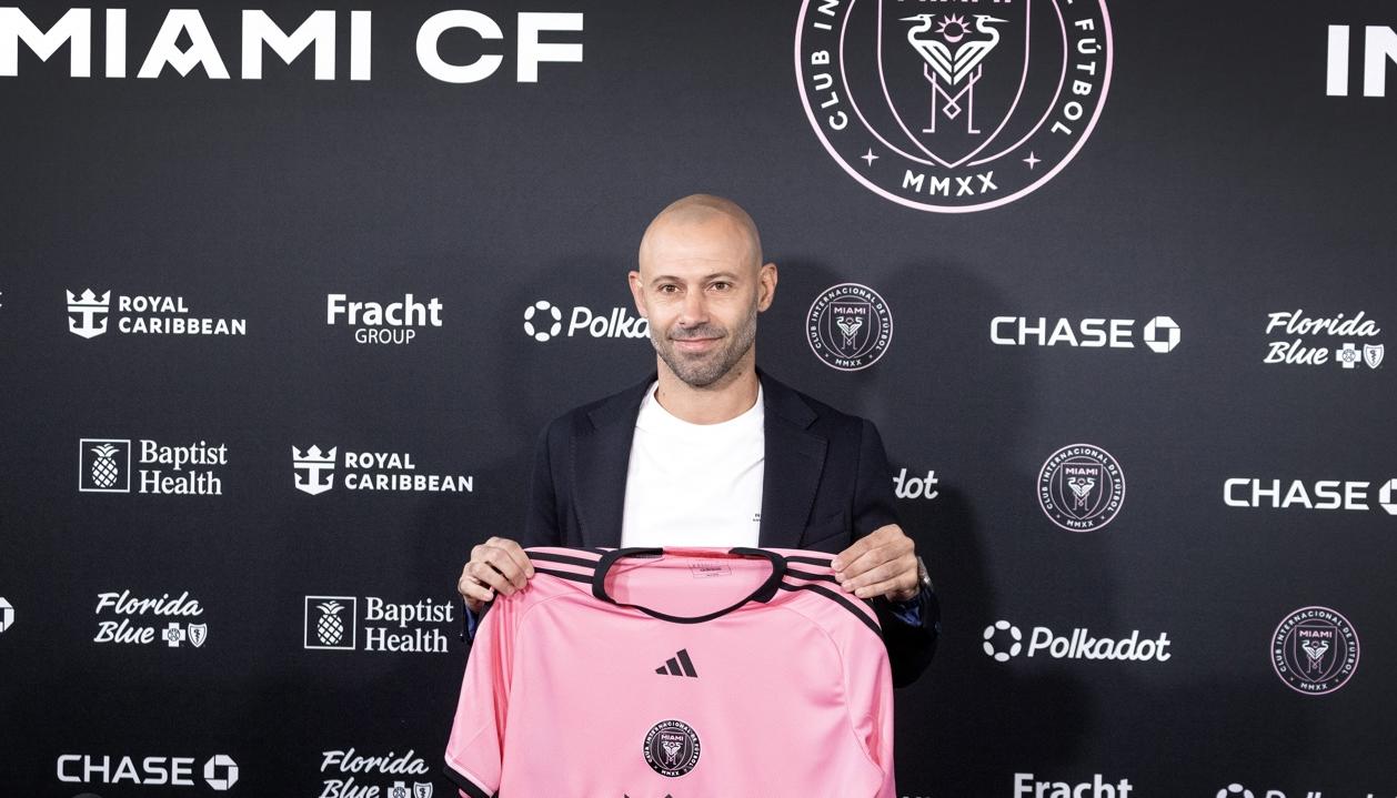 Javier Mascherano durante su presentación oficial como nuevo entrenador del Inter Miami.