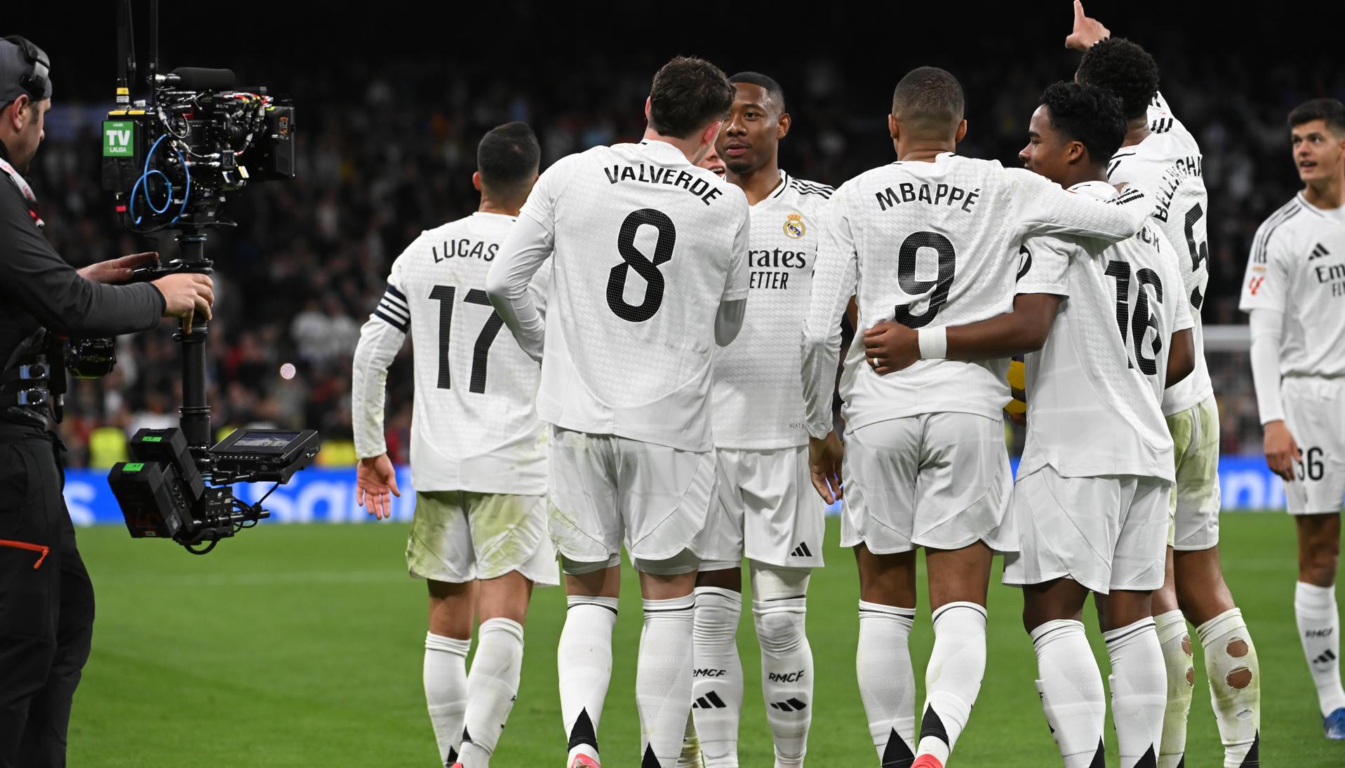 Jugadores del Real Madrid en el partido contra Las Palmas.
