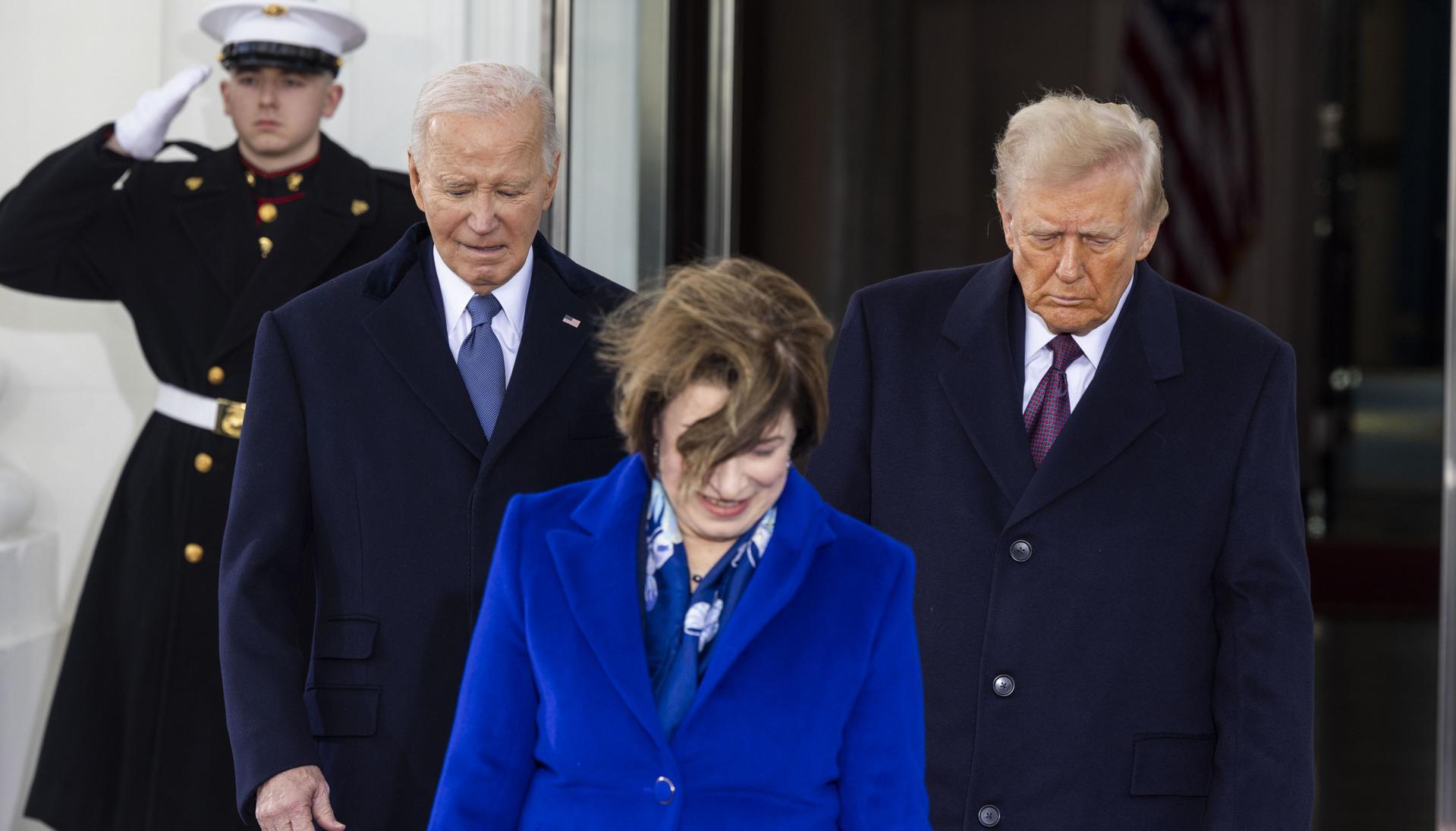 Joe Biden y Donald Trump en la llegada del republicano a la Casa Blanca.