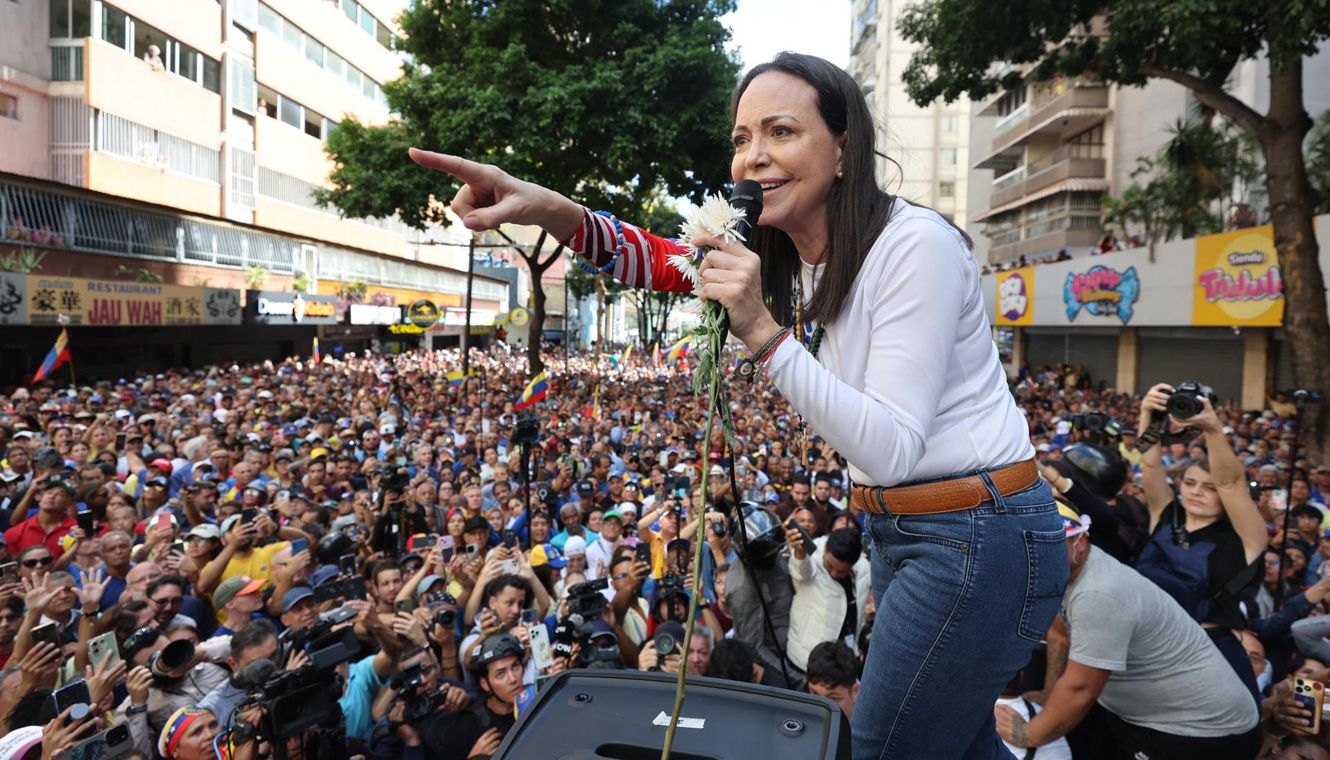 María Corina Machado en las protestas del pasado jueves.