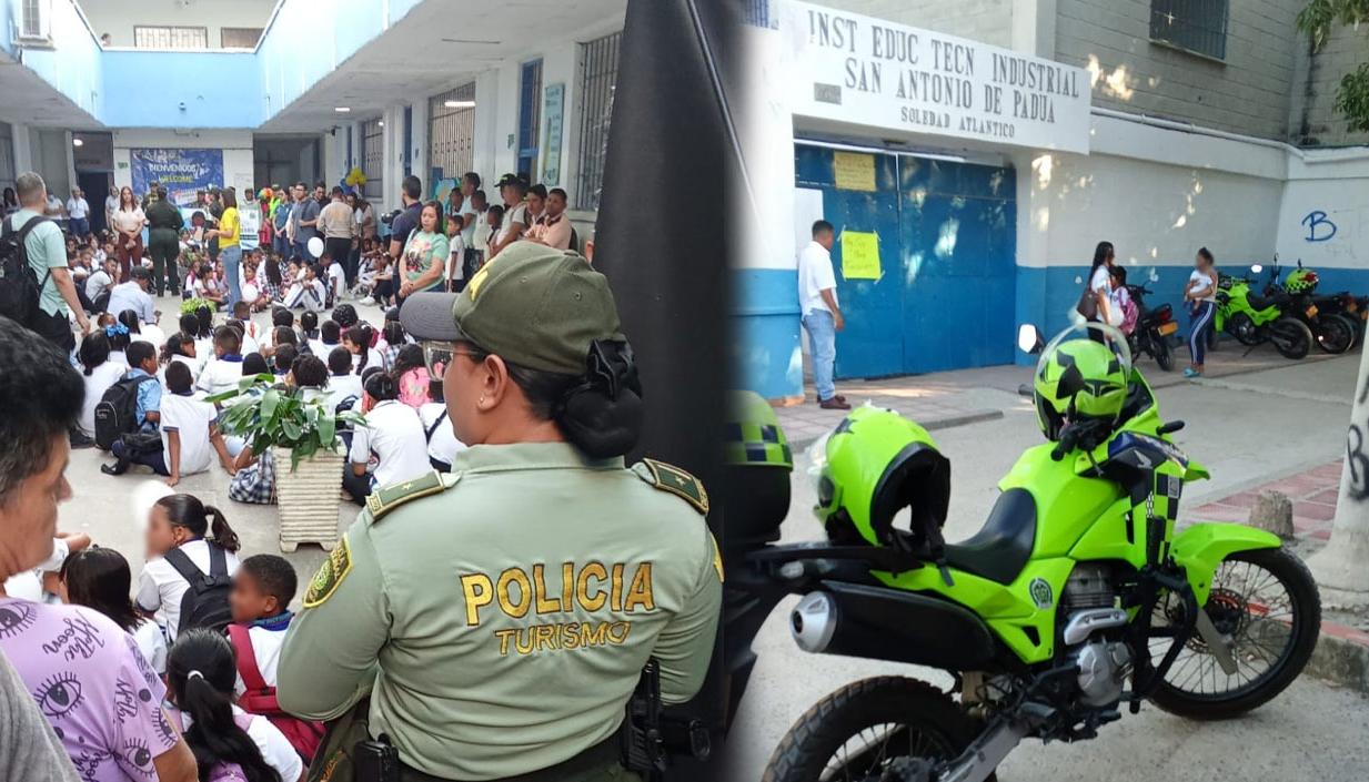 La Policía en el colegio San Antonio de Padua de Soledad. 