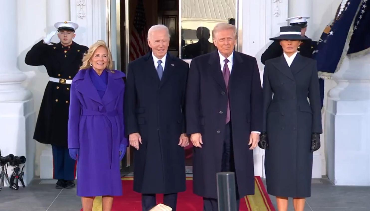 Jill Biden, Joe Biden, Donald Trump y Melanie Trump.