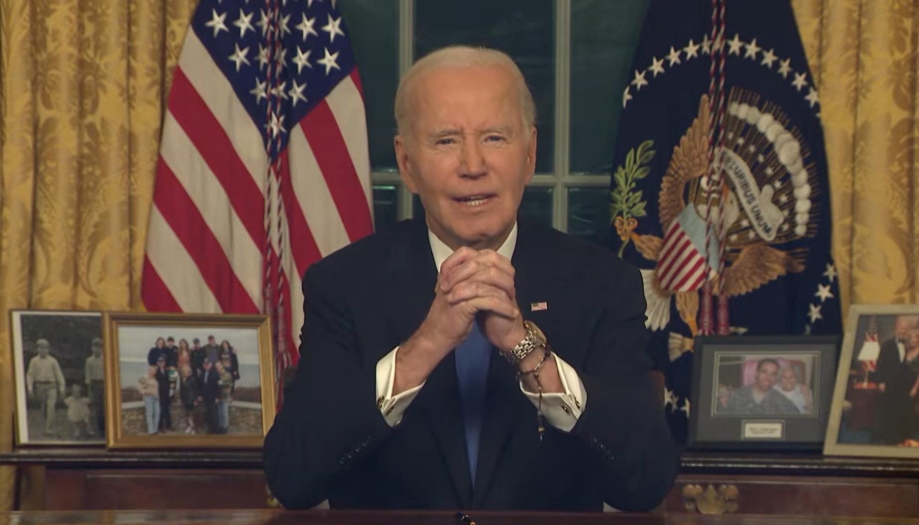 Joe Biden en su último discurso como presidente en la Casa Blanca. 