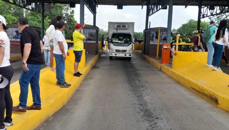 Una de las protestas realizadas en el 2024 en el peaje de Sabanagrande. 