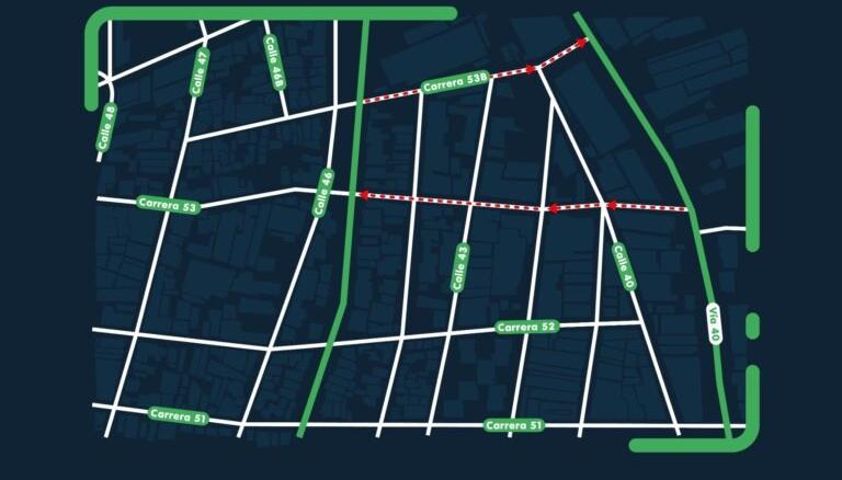 Cambios del sentido vial en las carreras 53 y 53B.