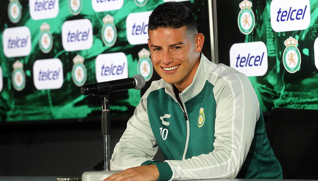 James Rodríguez durante su presentación como nuevo jugador del León.