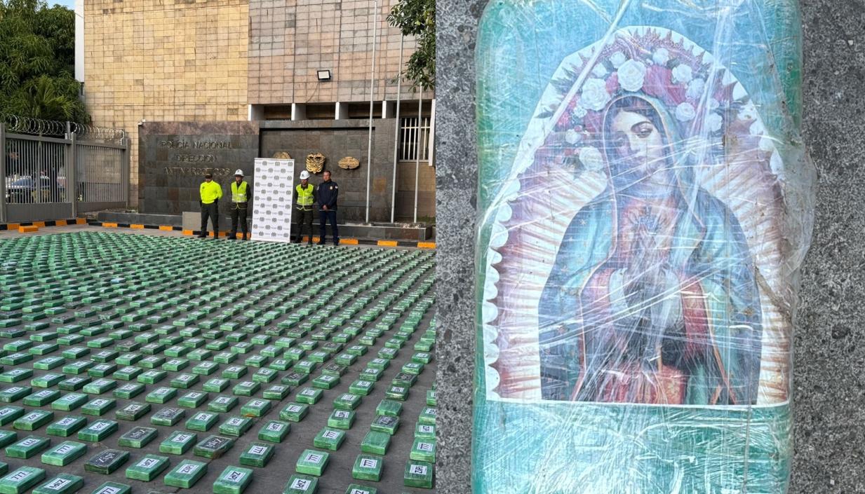 Droga incautada en Cartagena con marquilla de la Vírgen de Guadalupe. 