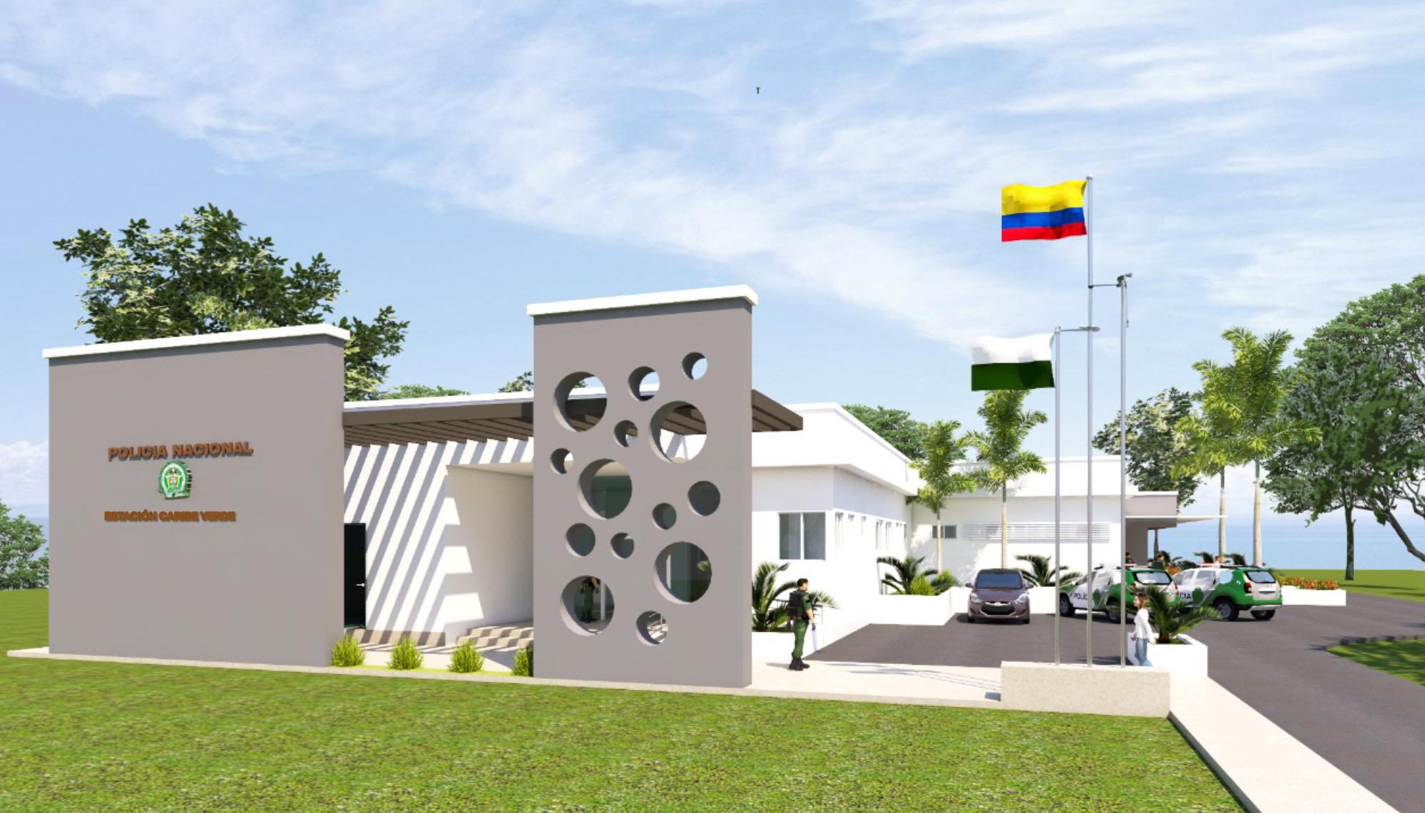 El render de una de las estaciones de Policía.