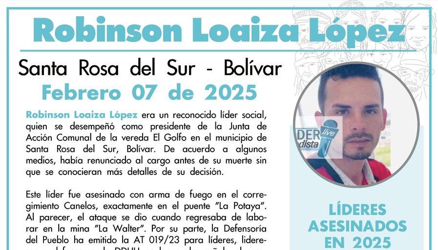 Indepaz anunciando la muerte de Robinson Loaiza López.