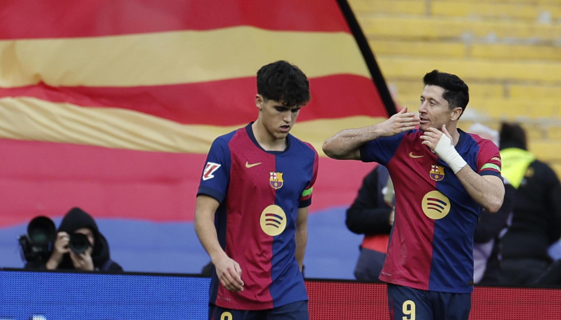 Lewandowski celebrando su anotación.