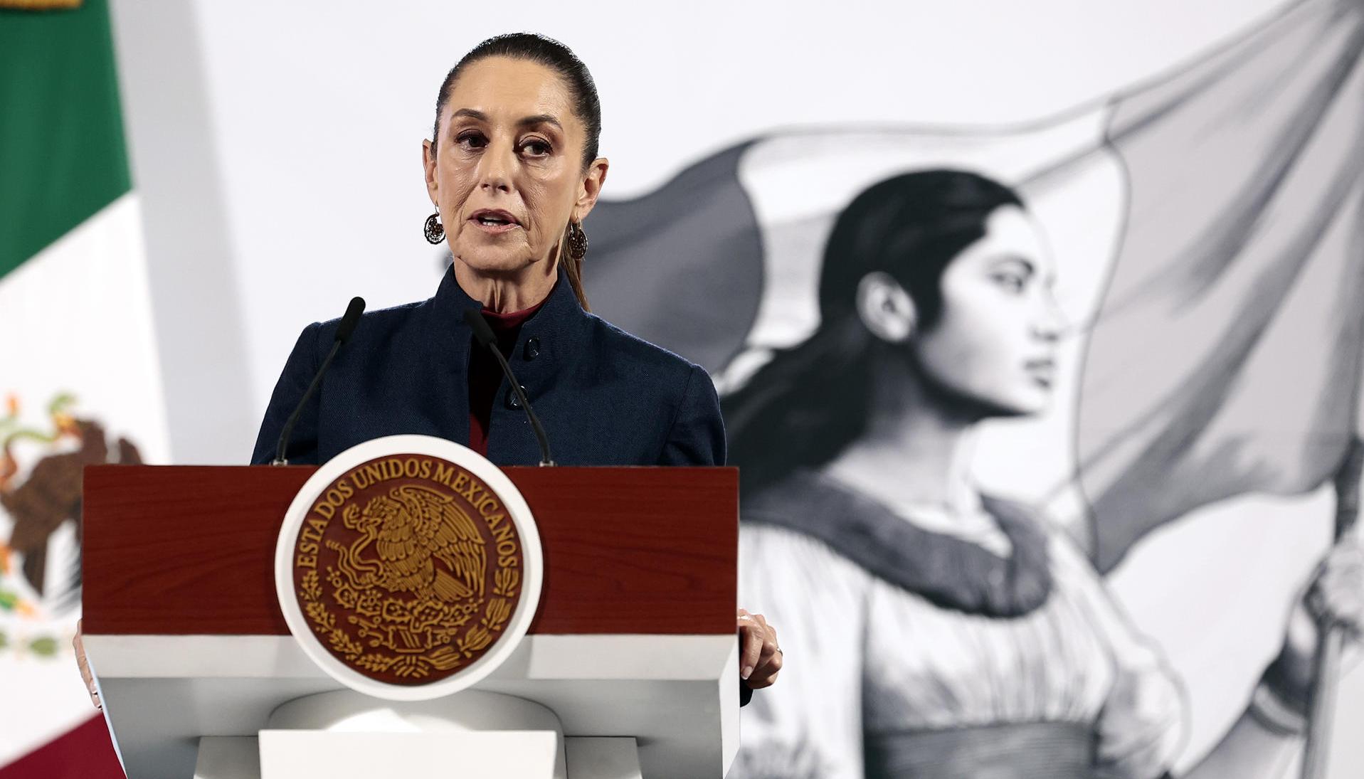Claudia Sheinbaum, Presidenta de México, en rueda de prensa esta mañana.
