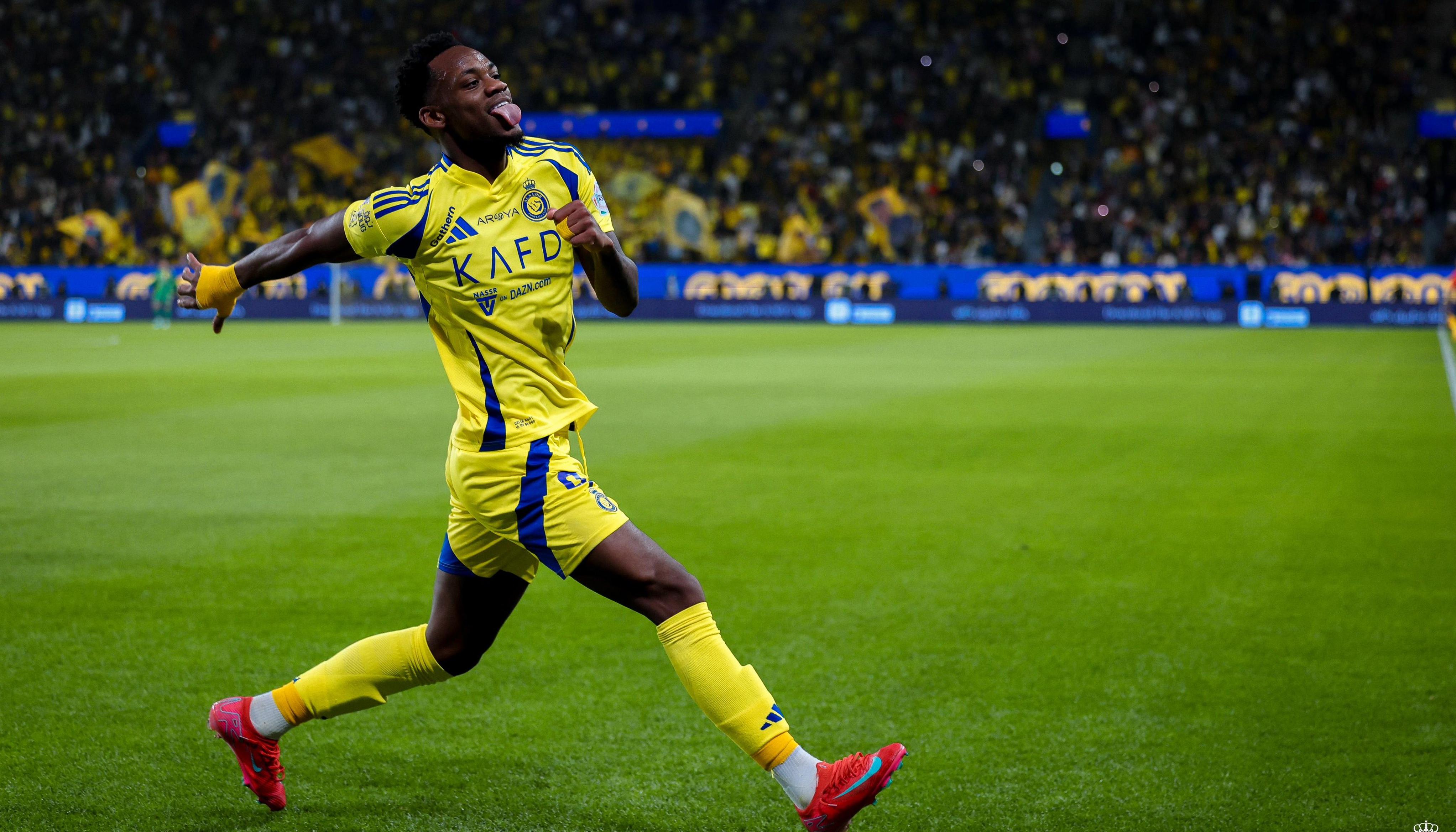 Jhon Jáder Durán celebra uno de sus goles marcados este viernes. 