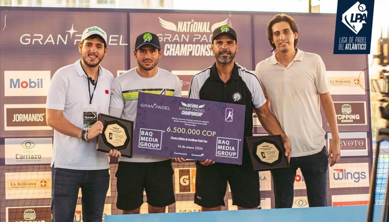 Guillermo Mendoza, presidente de la Liga; Felipe Santamaría, Alejandro Falla y Lorenzo Ramón, presidente de Atlantic Club.