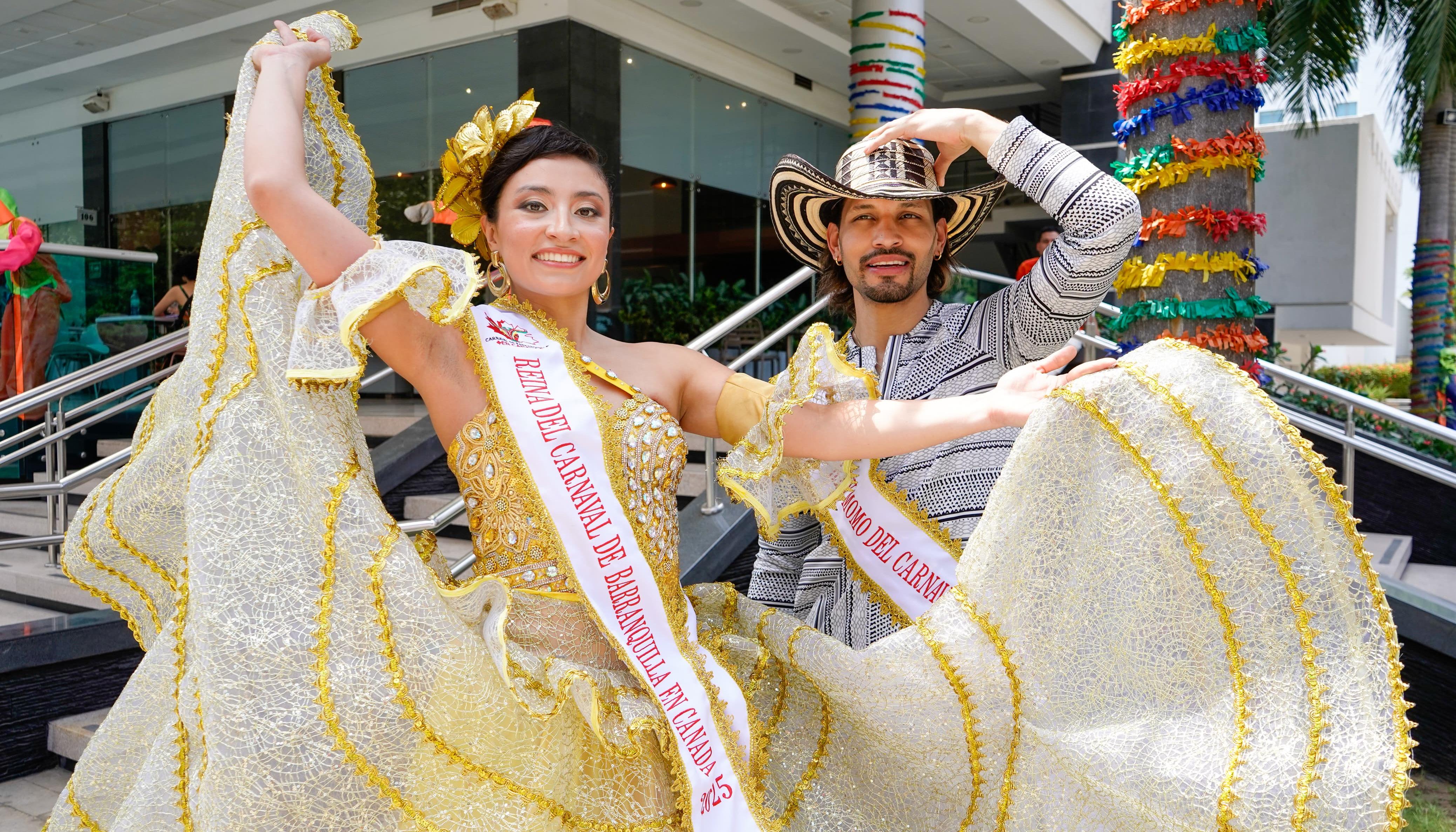 Stefania Novoa y Andrés Acevedo, Reina y Rey Momo del Carnaval de Barranquilla en Canadá.