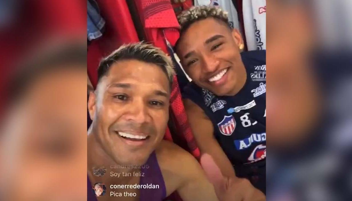 Teófilo Gutiérrez en el video con Jermein Peña. 