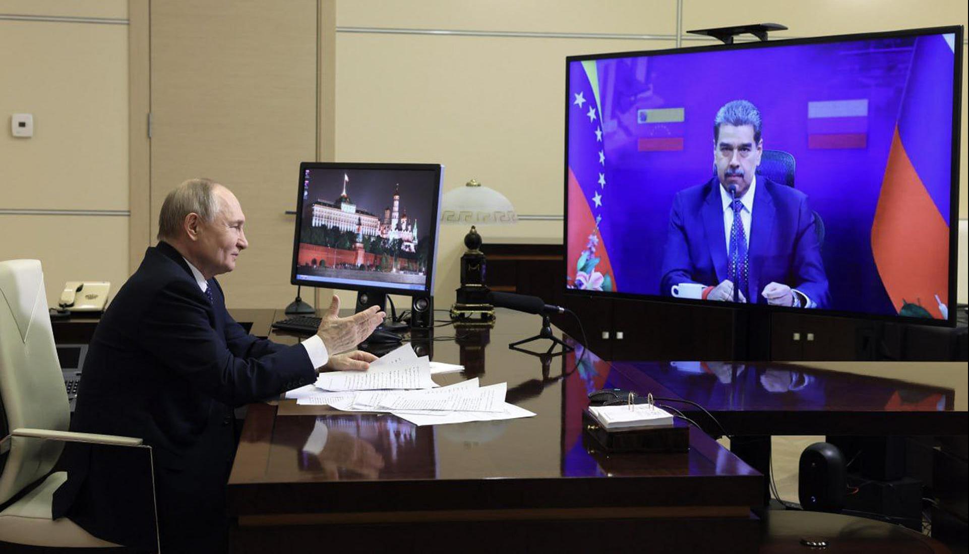 Los Presidentes Nicolás Maduro y Vladímir Putin en videoconferencia este viernes.