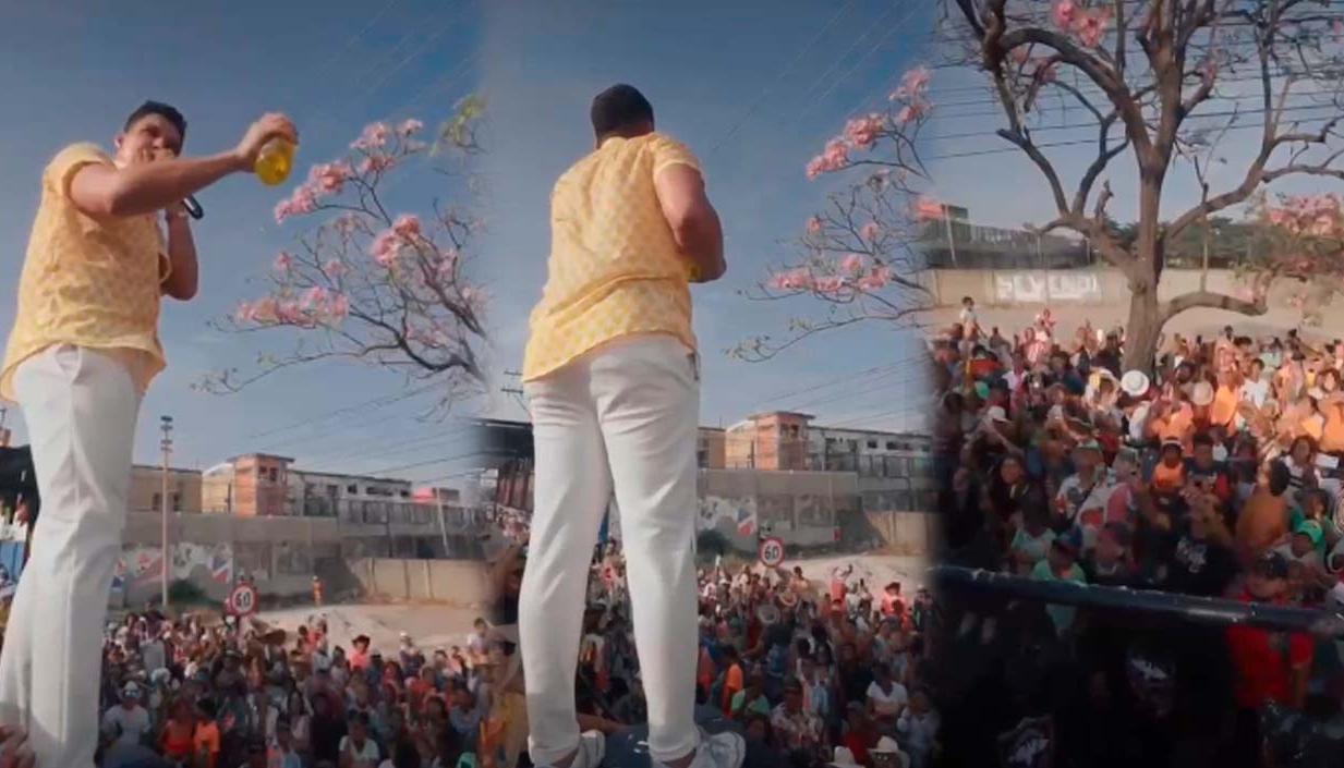 Momento en que el cantante dedicaba unos versos a los reclusos. 