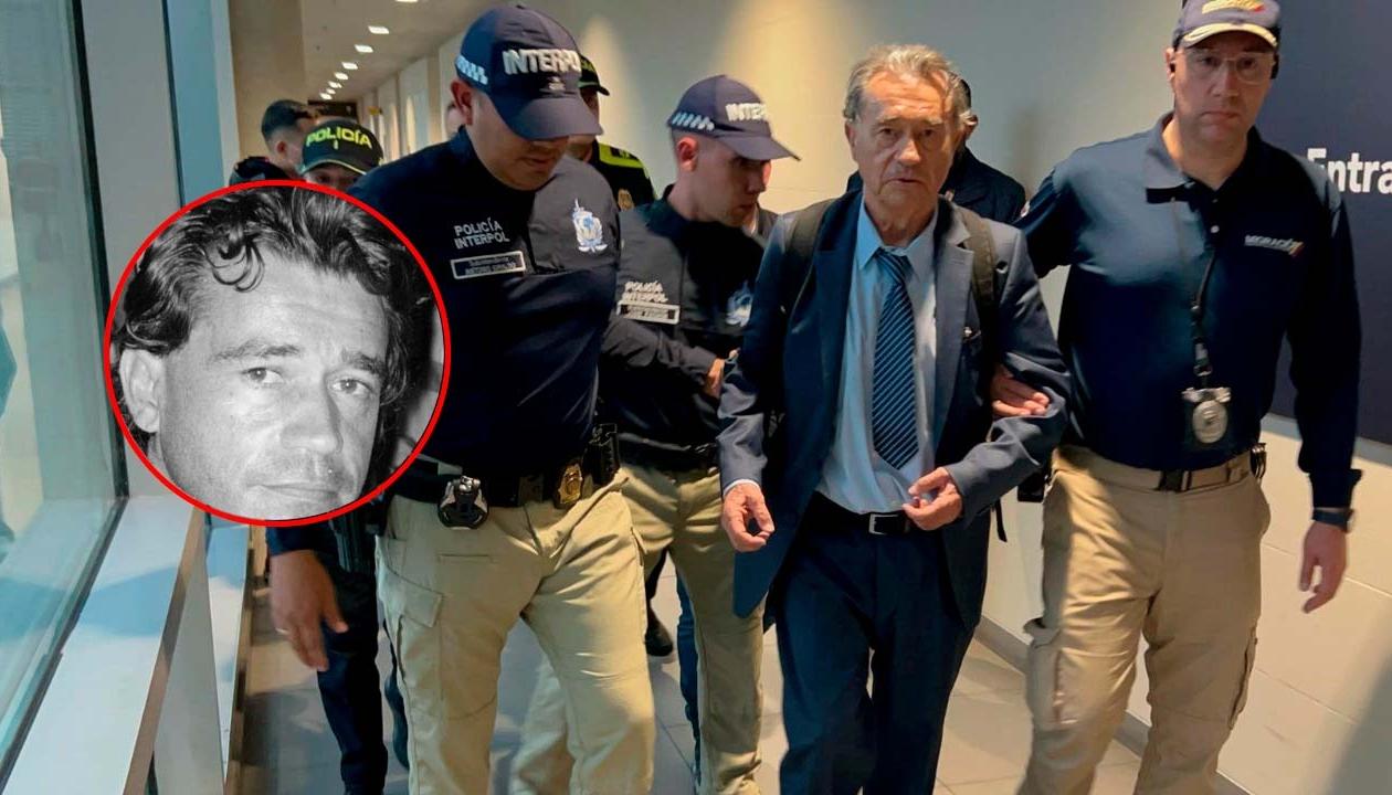 Carlos Lehder siendo detenido en el Aeropuerto El Dorado.