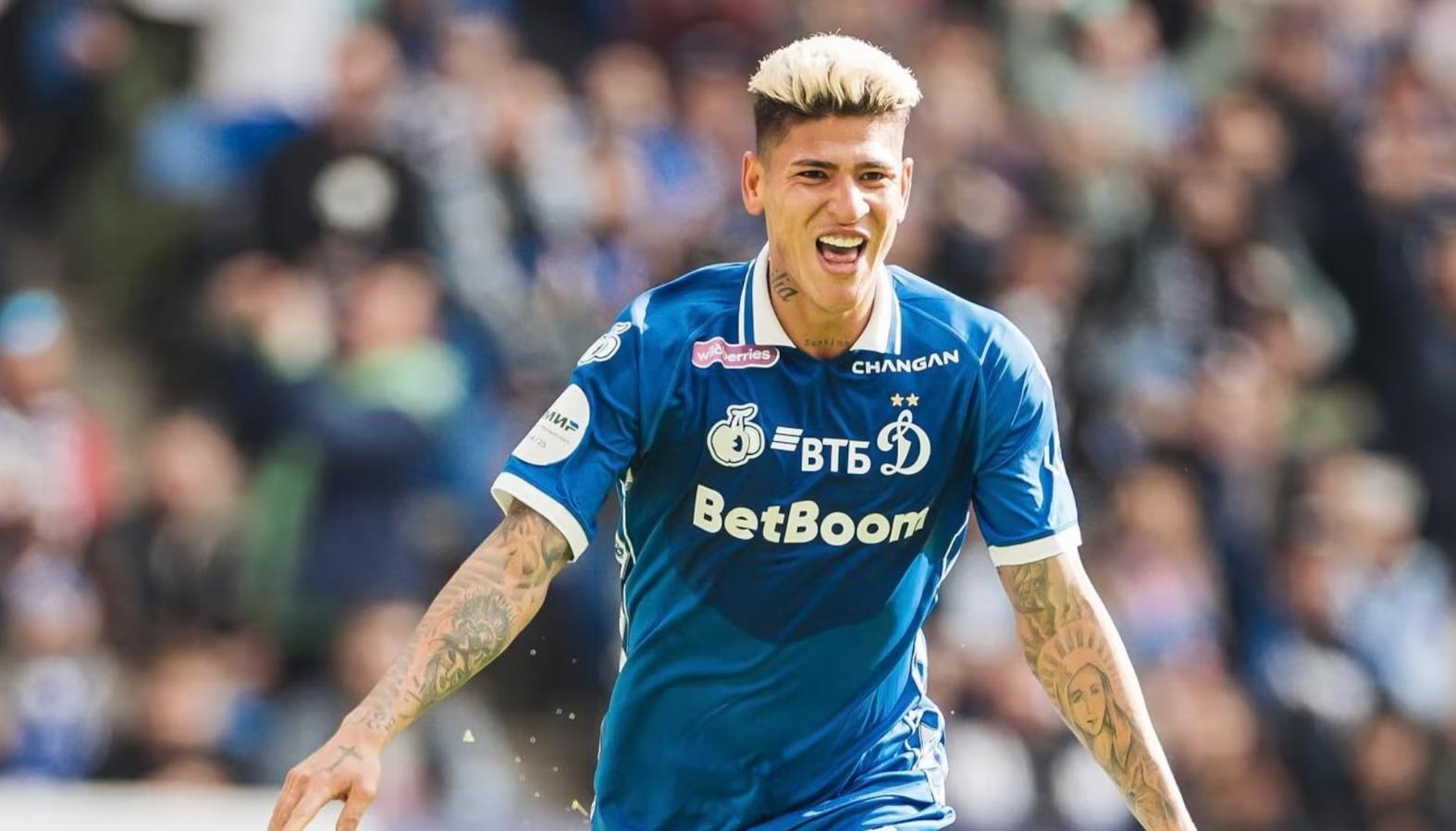 Jorge Carrascal durante la celebración de uno de sus goles.