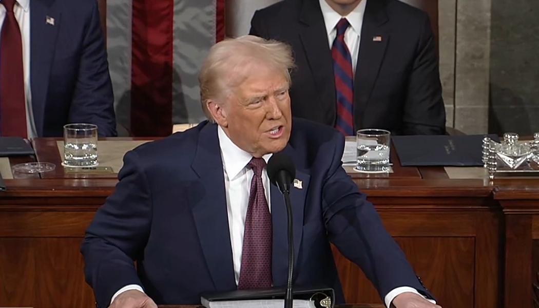 Donald Trump en su discurso esta noche ante el Congreso. 