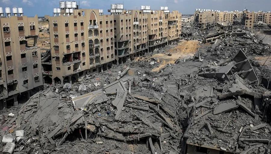 Destrucción en el sur de Gaza.